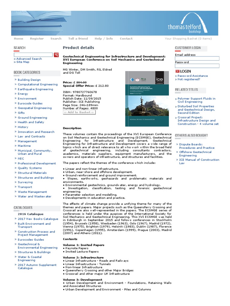 Thomas Telford Bookshop Civil Engineering Publications Geotechnical