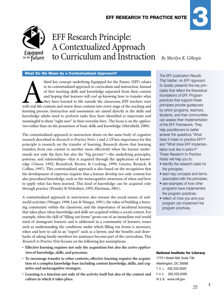 Contextualized Approach in Education | PDF | Metacognition | Learning