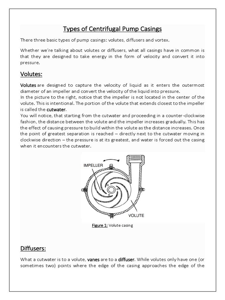 Types of Centrifugal Pump Casings | PDF | Pump | Dynamics (Mechanics)