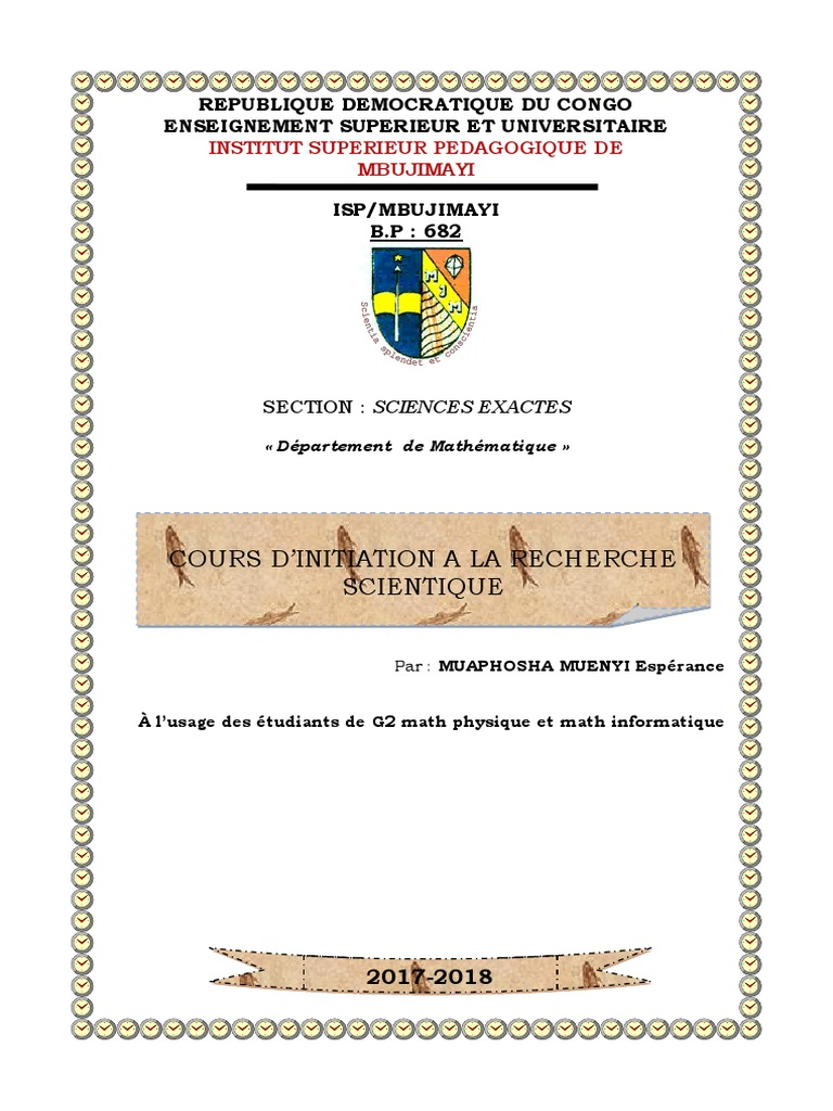 INITIATION A LA RECHERCHE SCIENTIFIQUE  Bibliothèques  Science