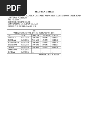 Sign in Sheet