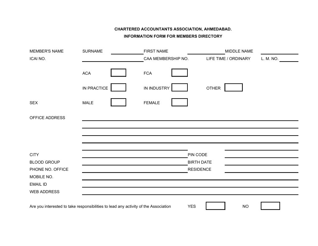 Members Directory Information Form | PDF