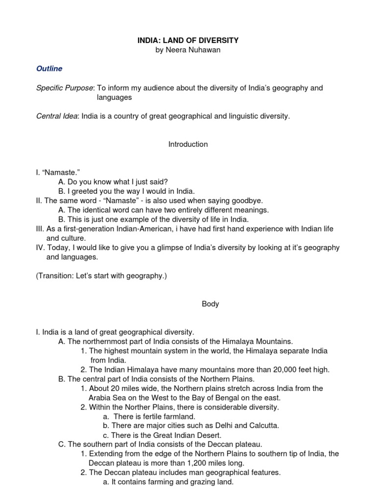 english outline format