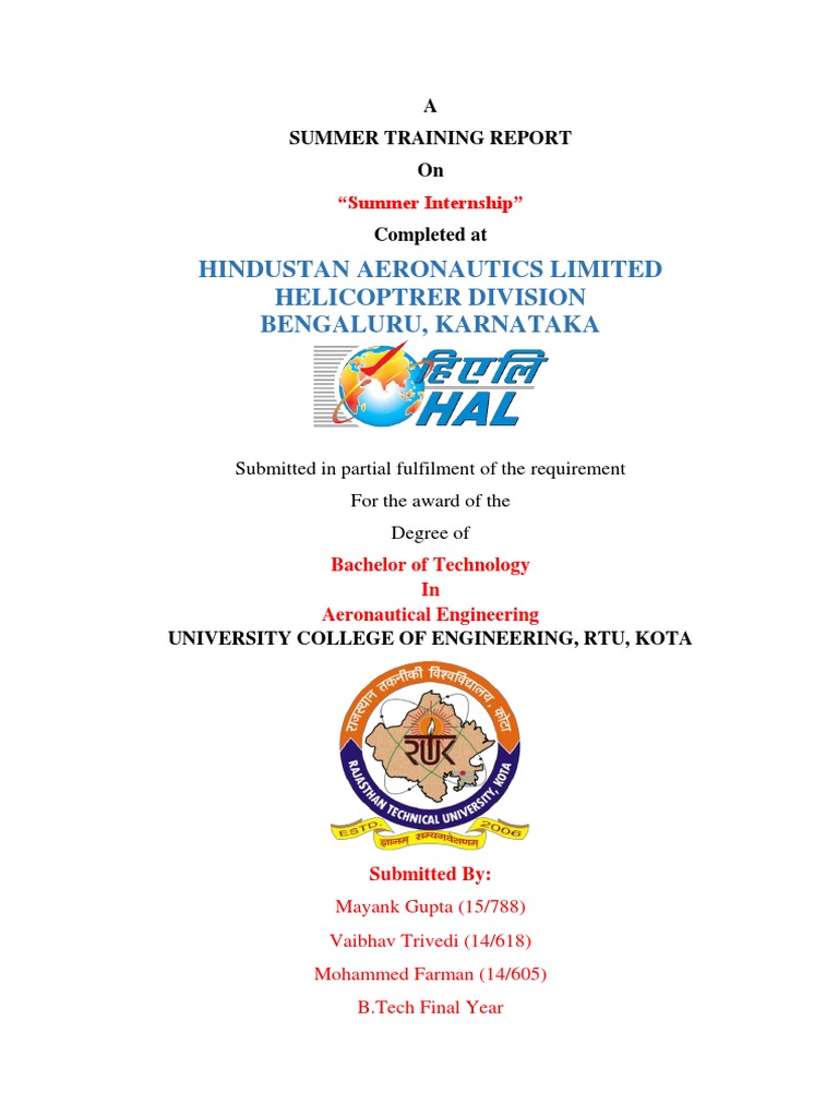 Hal Helicopter Division Training Report | PDF | Welding | Construction