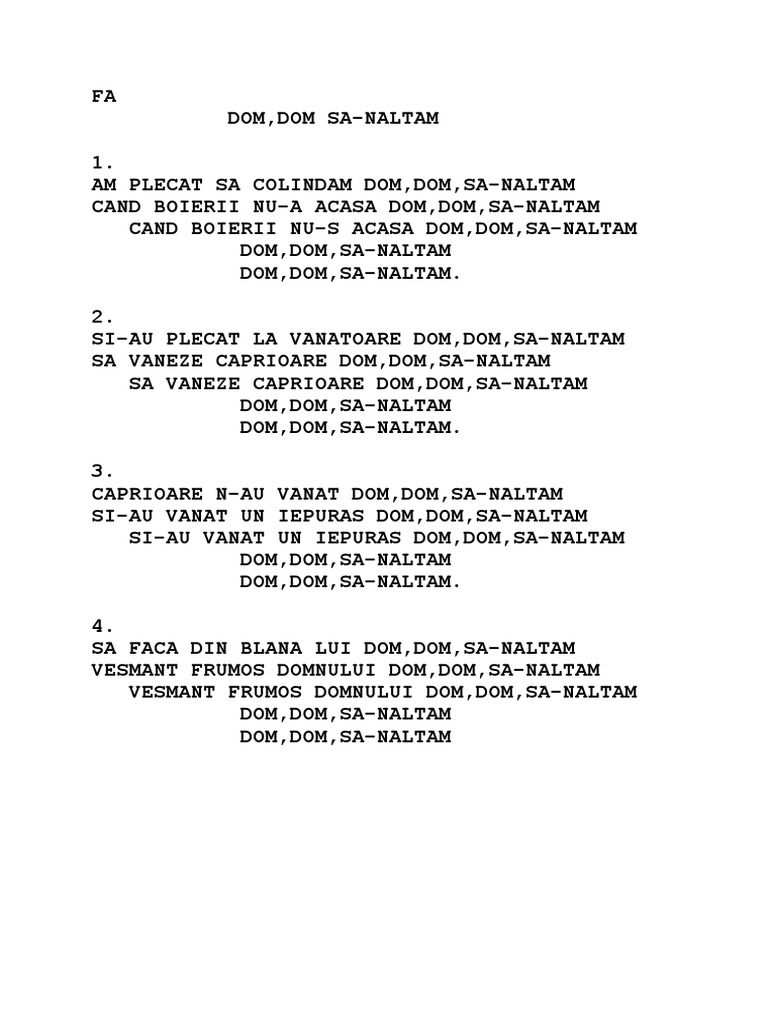 Domn, Domn, Sa-naltam