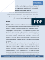 Factores Psicosociales y Metodológicos Asociados Al Bajo Nivel de Titulados en Los Programas de Maestría en La Universidad Autónoma Gabriel René Moreno
