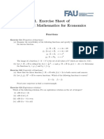 Exercise Sheet of Advanced Mathematics For Economics: Functions