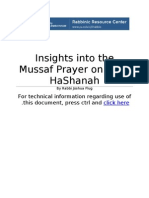 Insights Into The Mussaf Prayer On Rosh Hashanah