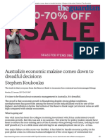 Australia's Economic Woes Due to Poor Decisions