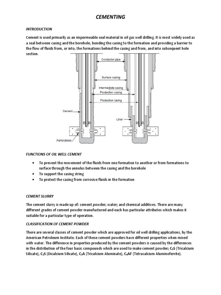 Cement Types for Oil Well Drilling | PDF | Casing (Borehole) | Oil Well