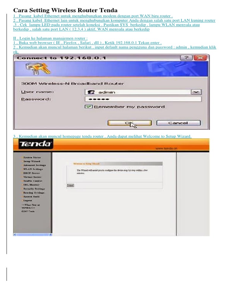 Cara Setting Wireless Router Tenda