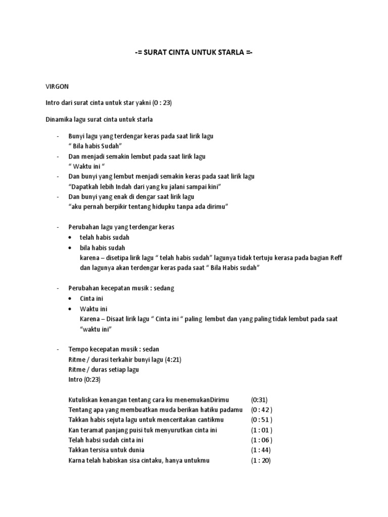 Surat Cinta Untuk Starla