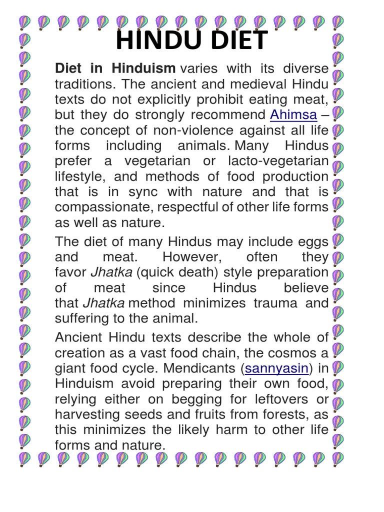 Hindu Diet Diet in Hinduism Varies With Its Diverse PDF