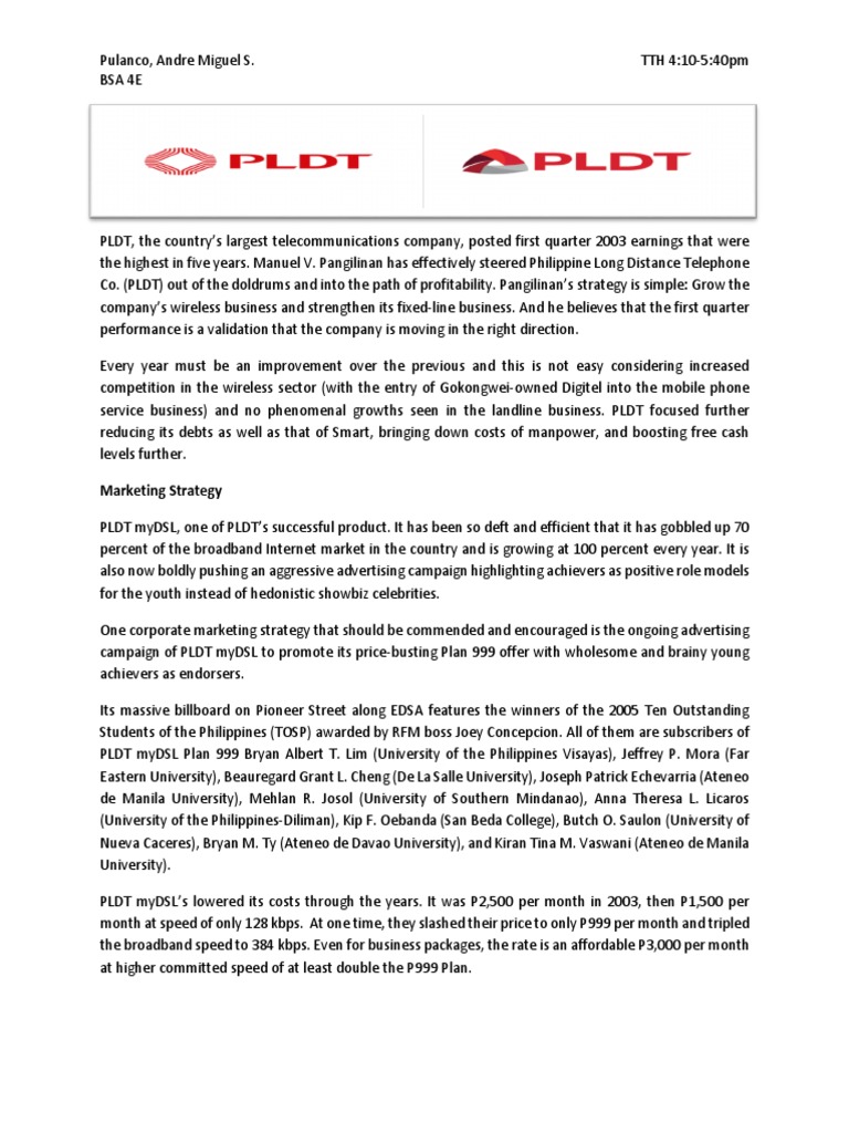 PLDT Strategy PDF Dividend Debt