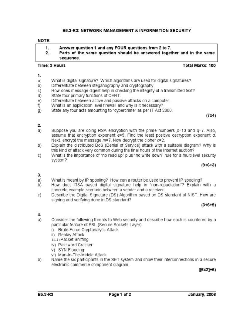 Network Security Exam Guide | PDF | Cryptography | Computer Network ...