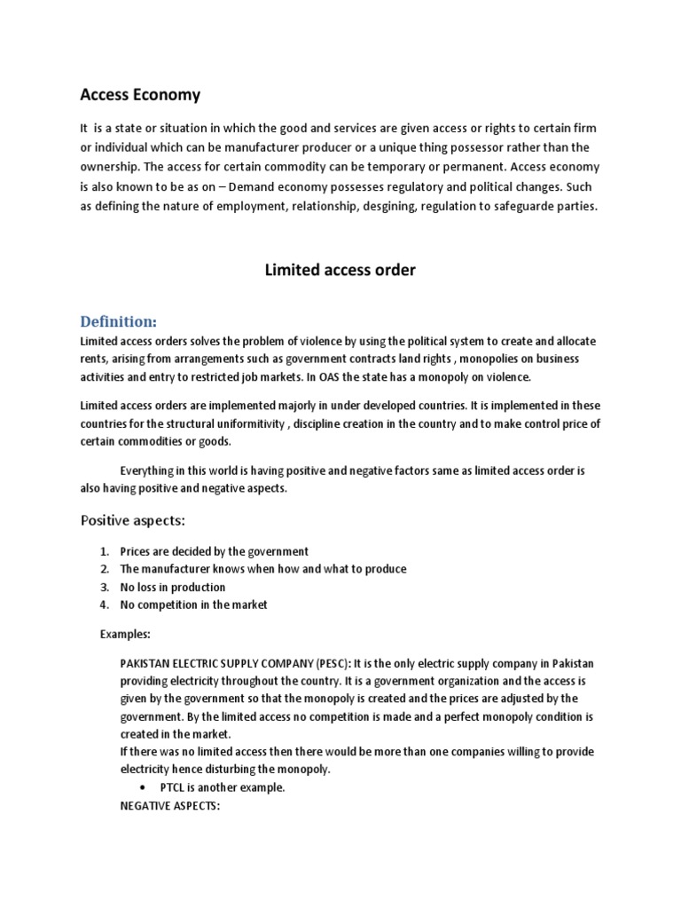 Limited Access Orders Explained | PDF