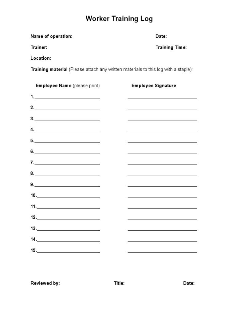 Employee Training Log Template | PDF