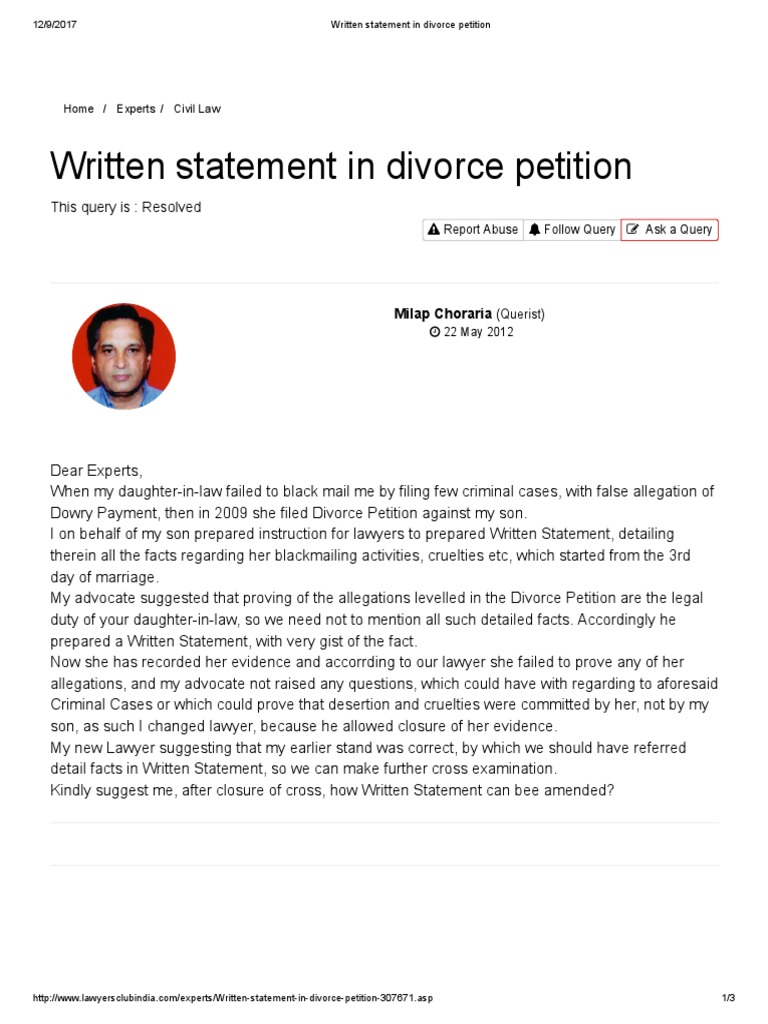 Divorce paper word document image