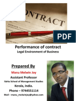 Performance of Contract: Legal Environment of Business