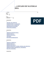 Listado de Materias Por Carrera