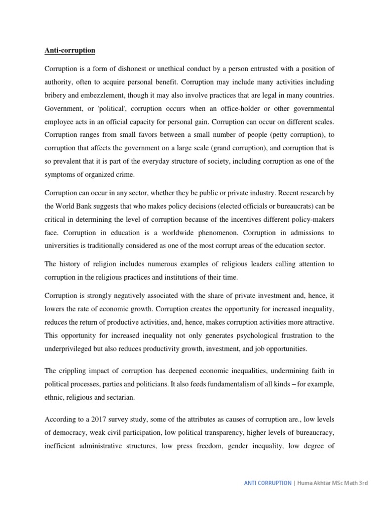 corruption essay pdf