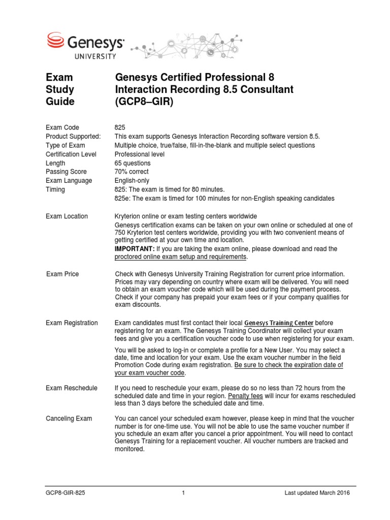 Genesys Interaction Recording Exam Guide | PDF | Test (Assessment ...