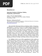 Book Review: Education Policies in Pakistan: Politics, Projections, and Practices