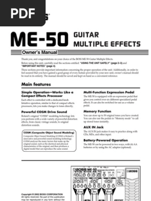 Boss Me 50 Manual Pdf Electricity Electrical Engineering