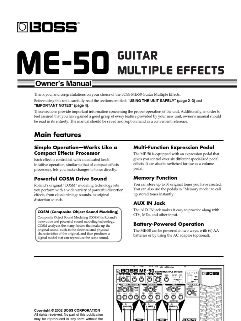 Boss Me 50 Manual Pdf Electricity Electrical Engineering