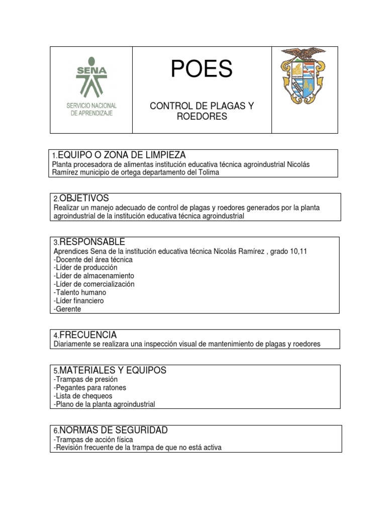 POES para Control de Plagas y Roedores | PDF | Plaga (organismo) | Roedor