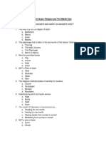 Choose The Correct Answer and Mark On Answer Sheet: Name: Unit Exam: Religion and The Middle East