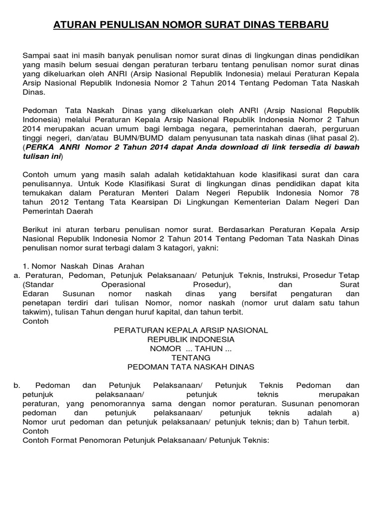 Aturan Penulisan Nomor Surat Dinas Terbaru