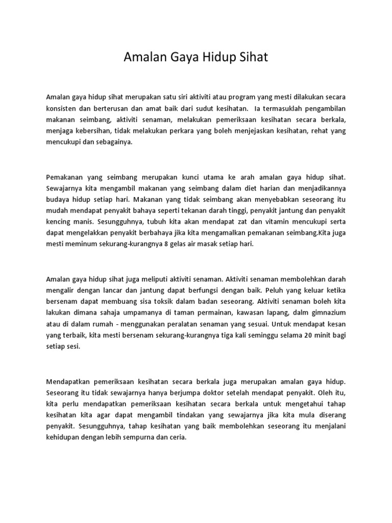 Amalan Gaya Hidup Sihat Pdf