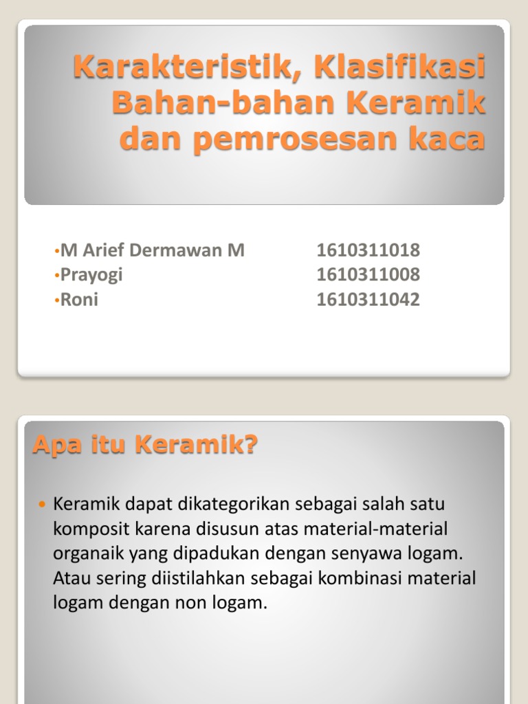 Karakteristik Klasifikasi Bahan bahan Keramik Dan  Karakteristik Klasifikasi Bahan bahan Keramik Dan