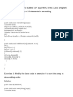 Exercise 1: by Using The Bubble Sort Algorithm, Write A Java Program To Sort An Integer Array of 10 Elements in Ascending