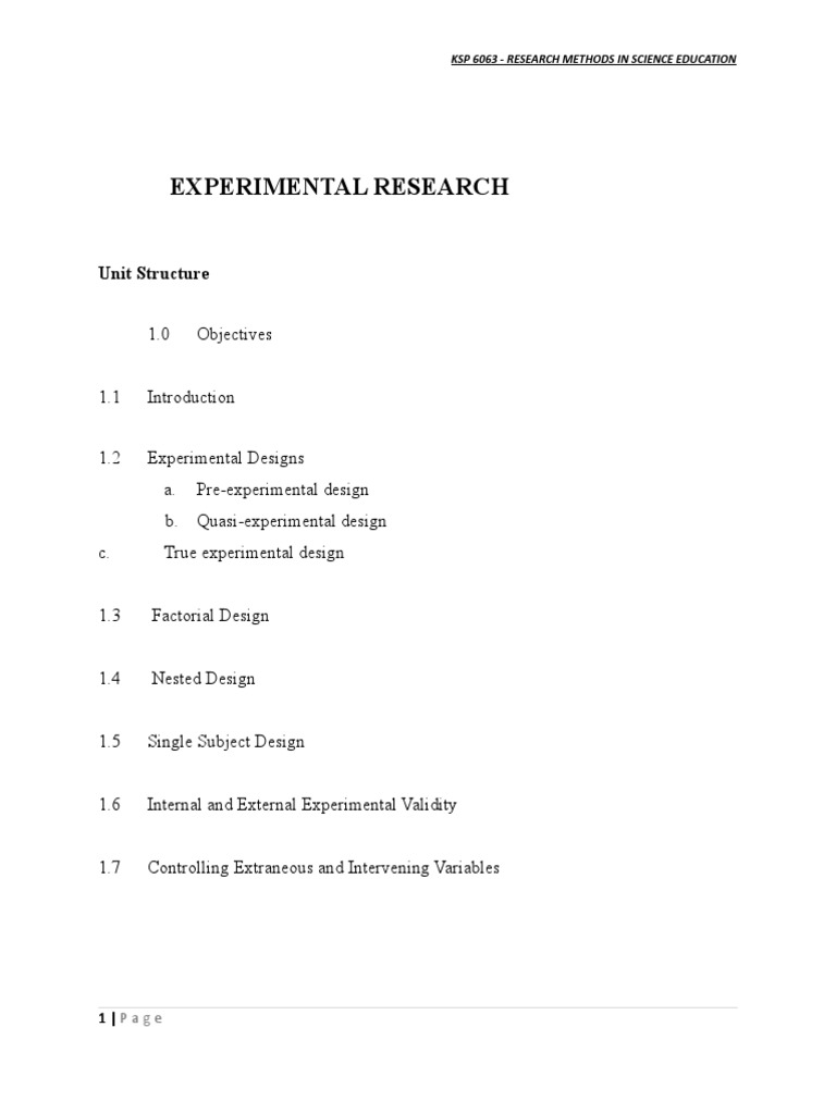 Experimental Research Methods in Education | PDF | Experiment | Design ...