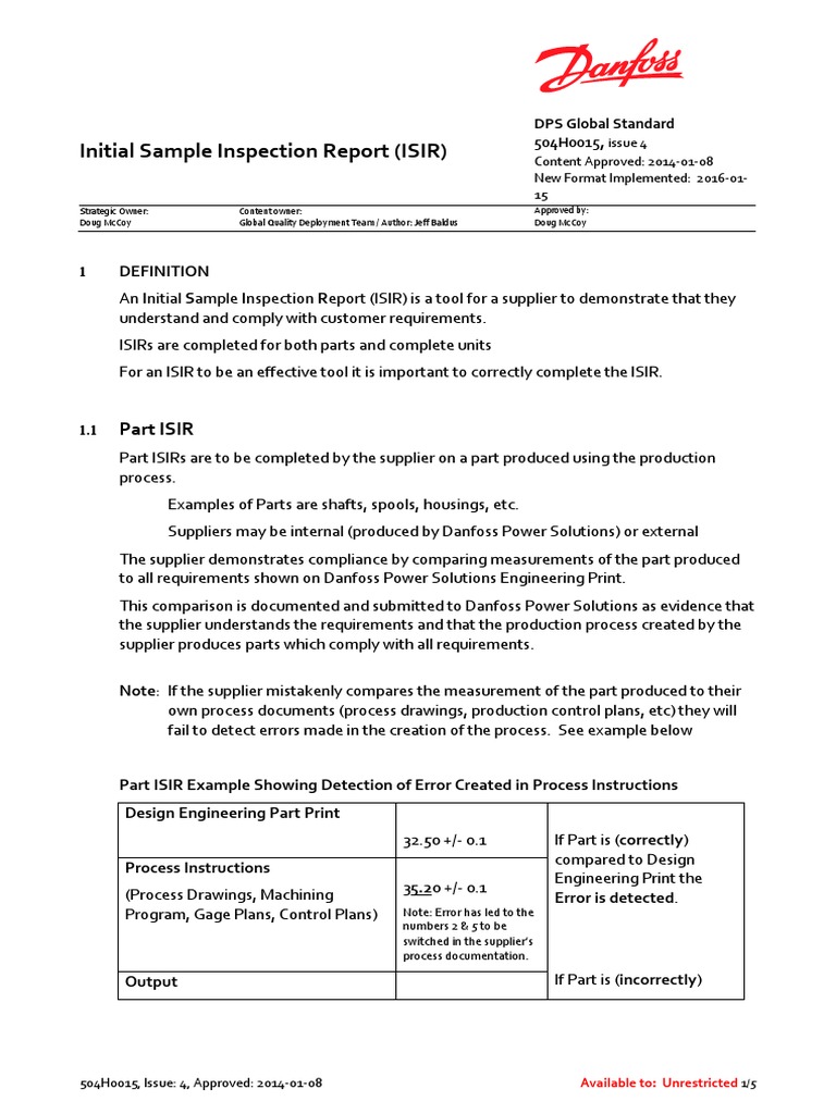504H0015 (GS-0015) - Initial Sample Inspection Report (1 ...