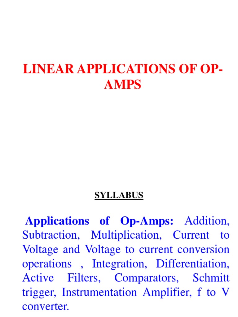 Linear Applications of Op-Amps | PDF | Operational Amplifier | Amplifier