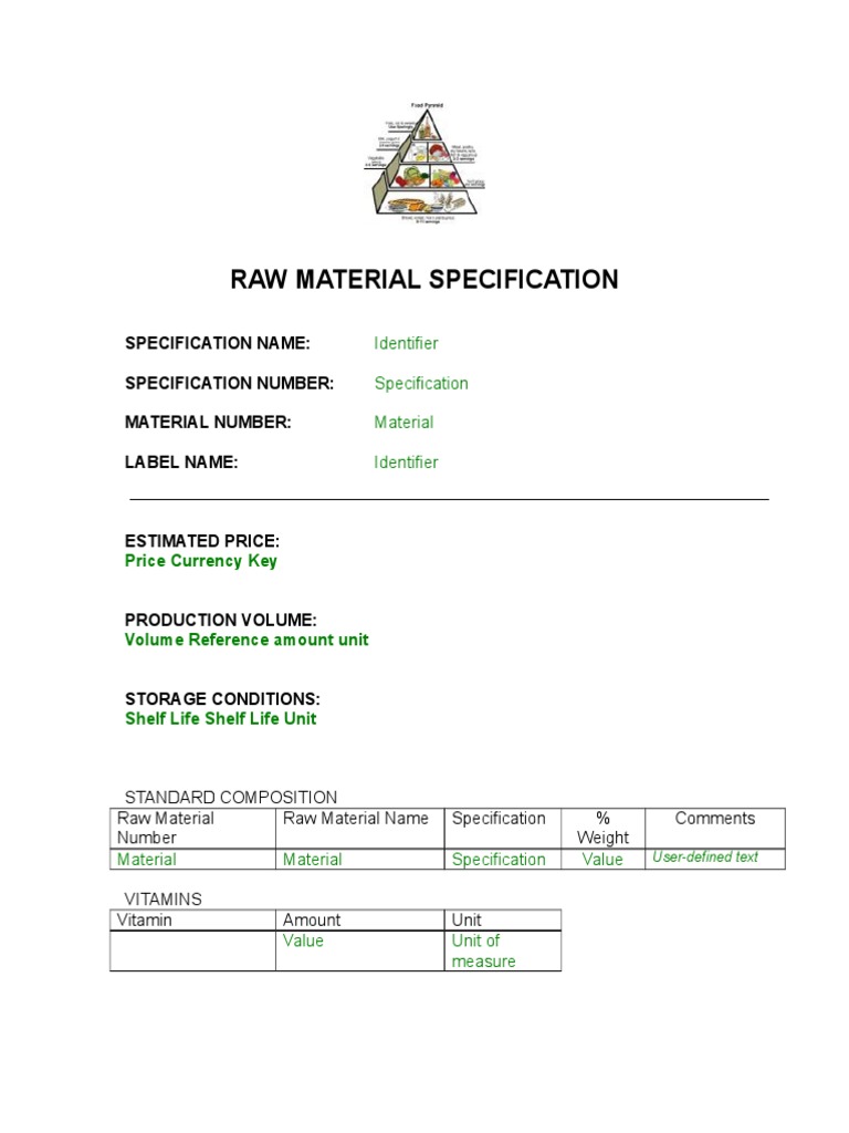 Raw Material Specification Guide | PDF