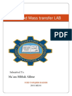 Heat and Mass Transfer LAB: Ma'am Hibbah Akhtar