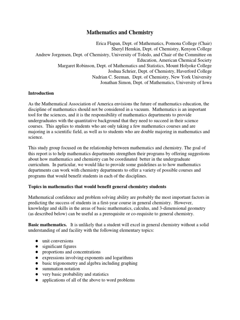 Enhancing Math for Chemistry Success | PDF | Teaching Mathematics ...