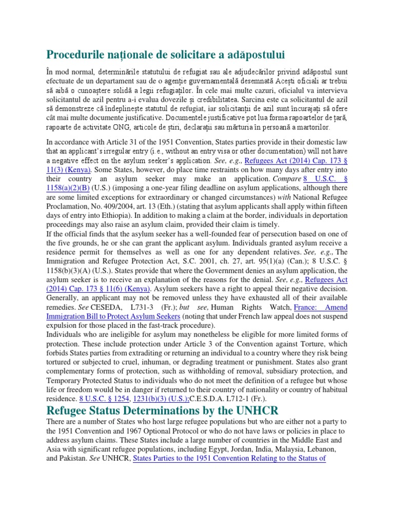 National Procedures For Claiming Asylum | PDF | Refugee | United ...
