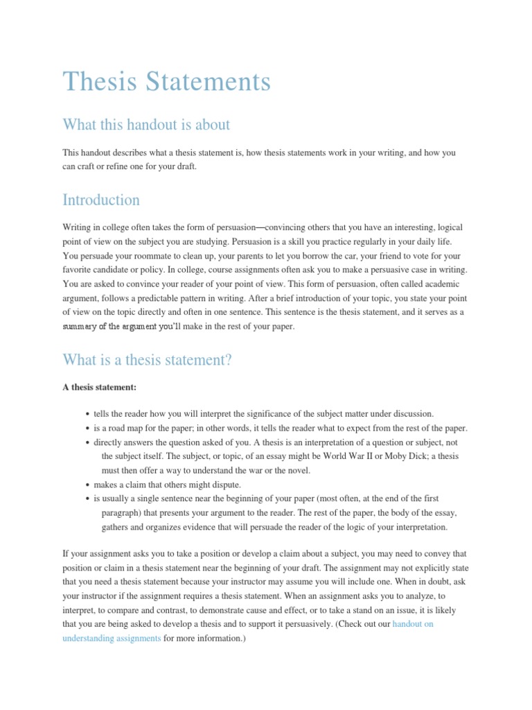 Crafting Effective Thesis Statements | PDF | Career & Growth
