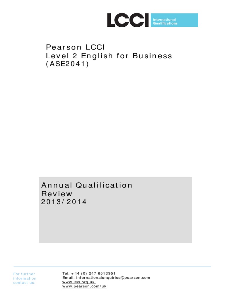 LCCI Level 2 Business English Review 2013/14 | PDF | Question | Test ...