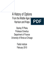 A History of Options: From The Middle Ages To Harrison and Kreps