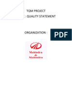 TQM Project Topic: Quality Statement