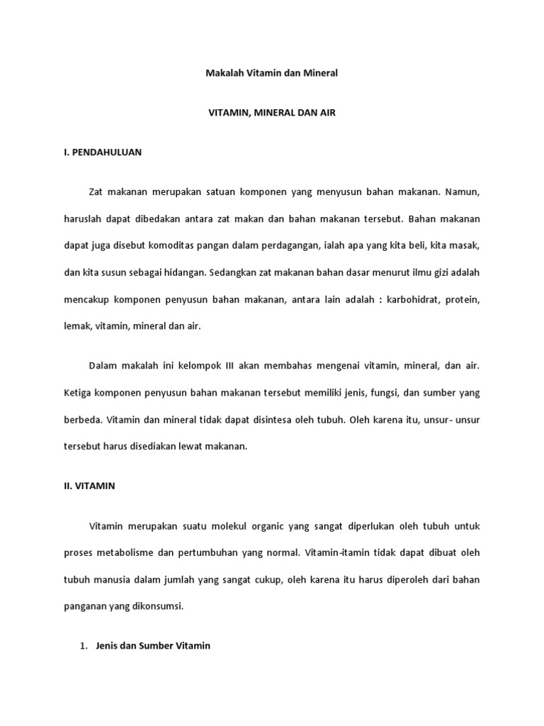 Makalah Vitamin Dan Mineral