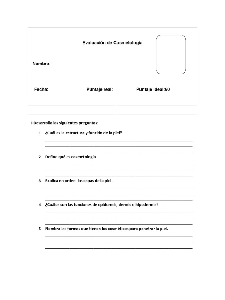 Examen de Cosmetología: Preguntas y Respuestas | PDF | Órganos ...