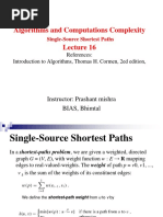 Algorithms and Computations Complexity: Single-Source Shortest Paths