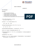 Grade IX - Mathematics Time Allowed: 30 Minutes Max Marks: 15 Topic-Polynomials Instructions